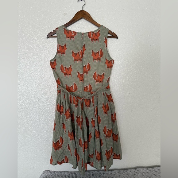 L.A soul Sleeveless Womens Fox Print Dress in Sage and Rust Size S - Picture 5 of 7